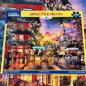 White Mountain Sunset in New Orleans Puzzle - Red, Blue, Yellow, Purple, Green